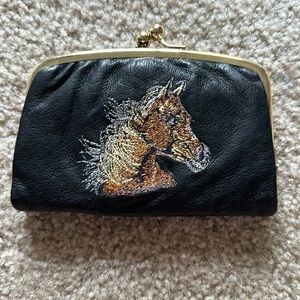 Leather wallet with horse design